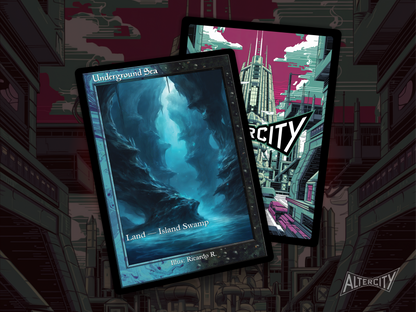 Underground Sea (v2) - Dual Land Old School Retro Frame Alter - Mtg Custom Cards, Commander, Edh and cEDH High Quality Altered Proxies