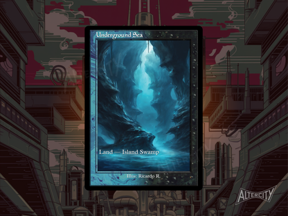 Underground Sea (v2) - Dual Land Old School Retro Frame Alter - Mtg Custom Cards, Commander, Edh and cEDH High Quality Altered Proxies