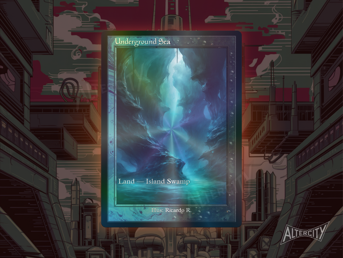 Underground Sea (v2) - Dual Land Old School Retro Frame Alter - Mtg Custom Cards, Commander, Edh and cEDH High Quality Altered Proxies