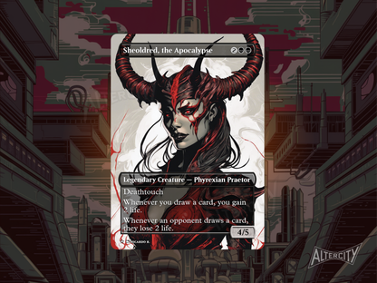 Sheoldred, the Apocalypse (v2) - MTG Custom Cards , Commander alternate art - Magic MTG Alters Full Art