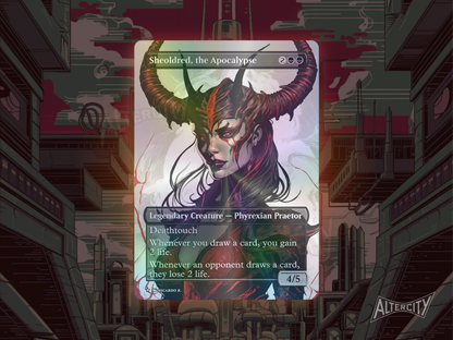 Sheoldred, the Apocalypse (v2) - MTG Custom Cards , Commander alternate art - Magic MTG Alters Full Art