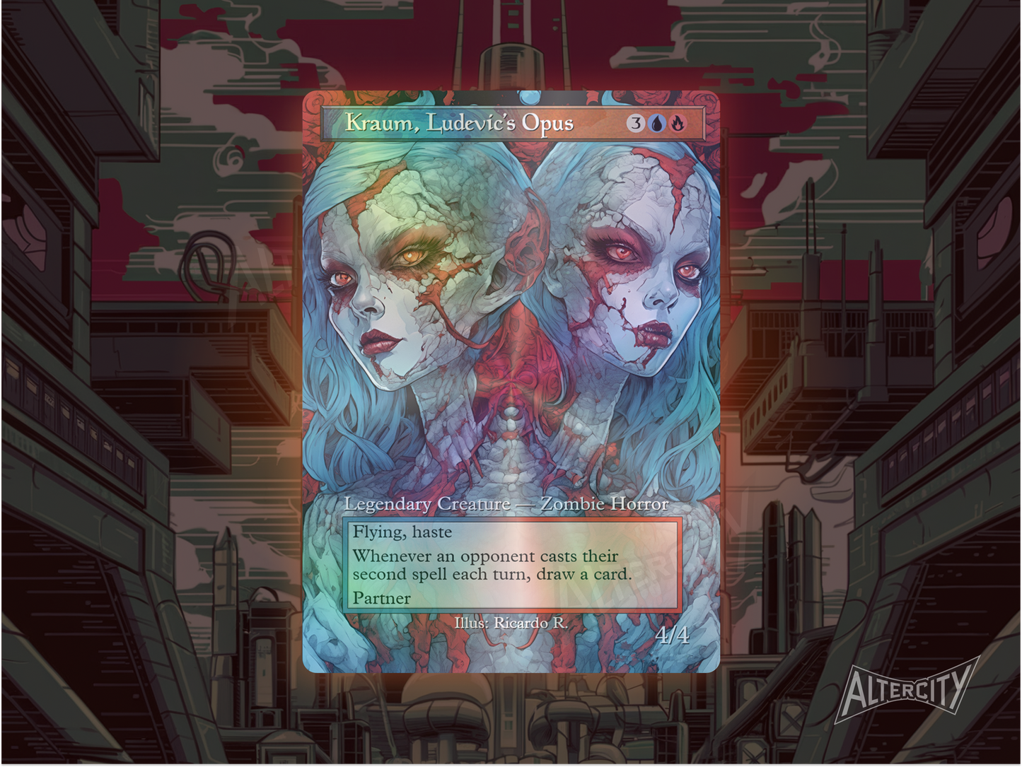 Kraum, Ludevic's Opus (v2) - Full Art Borderless - MTG Custom Cards, Commander, Edh and Cedh High Quality Altered Proxies