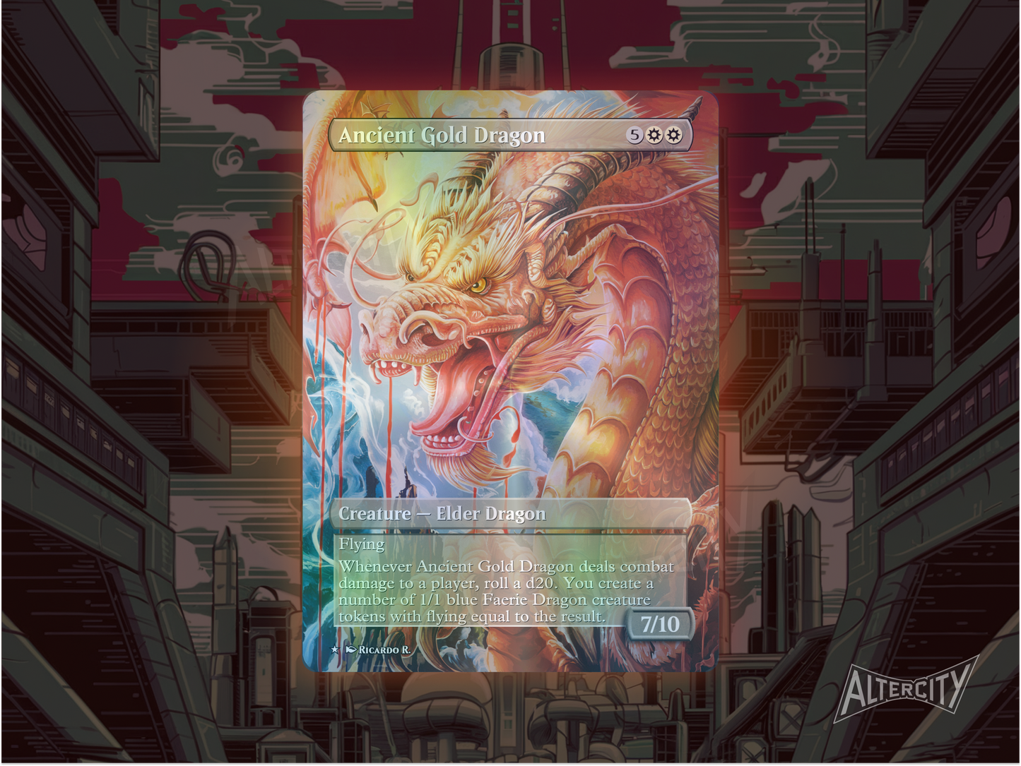 Ancient Gold Dragon - Full Art Borderless - MTG Custom Cards, Commander, Edh and Cedh High Quality Alters