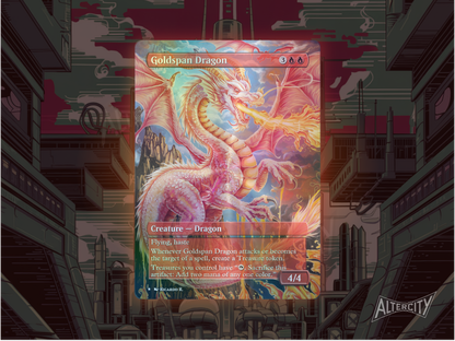 Goldspan Dragon - Full Art Borderless - MTG Custom Cards, Commander, Edh and Cedh High Quality Alters