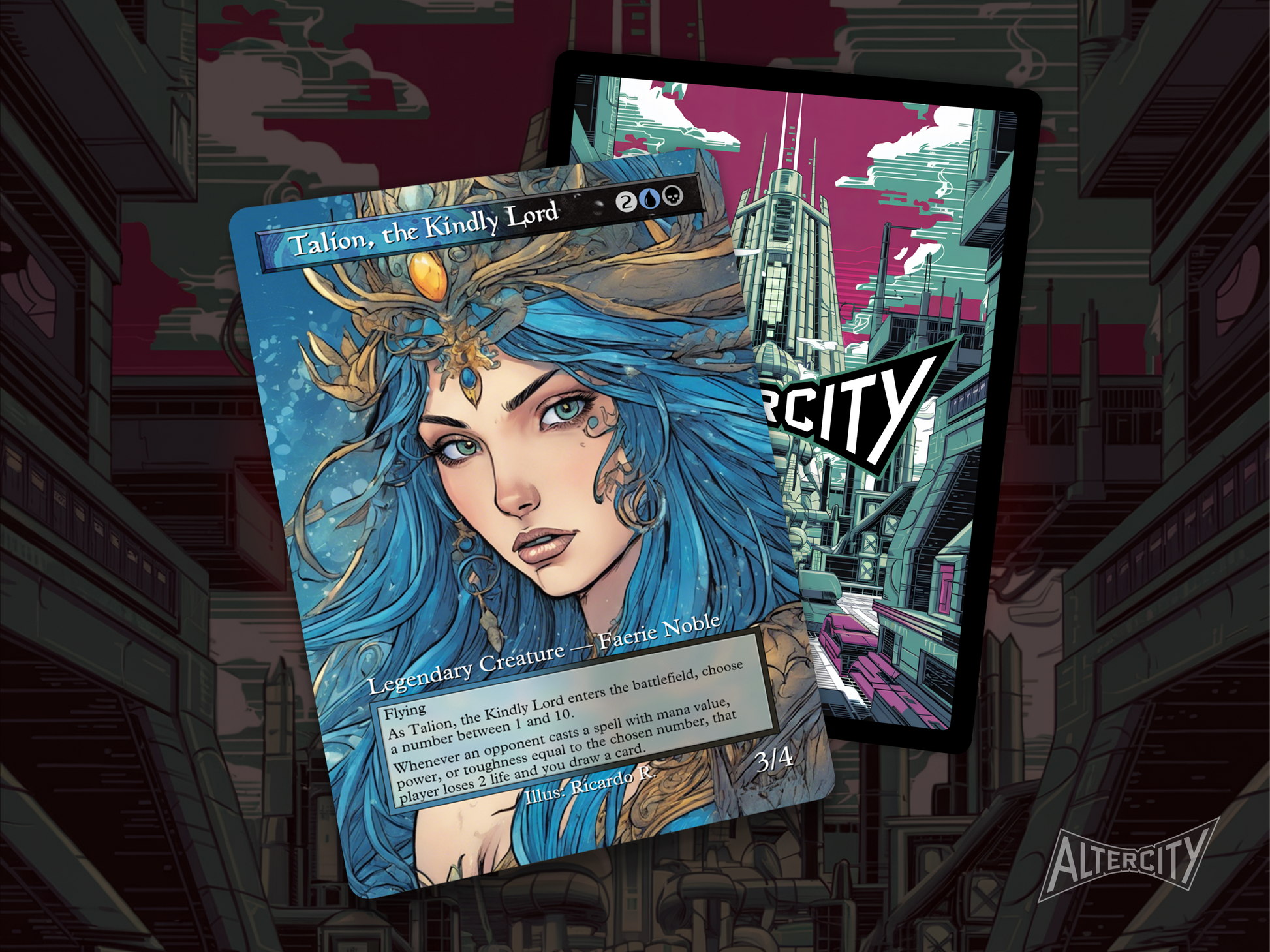High-quality Magic proxy of Talion, the Kindly Lord featuring heroic altered artwork and token generation.