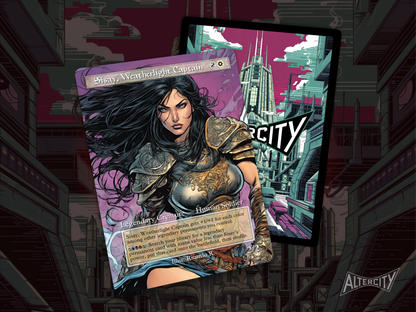 High-quality Magic proxy of Sisay, Weatherlight Captain featuring vibrant altered artwork and legendary synergy.