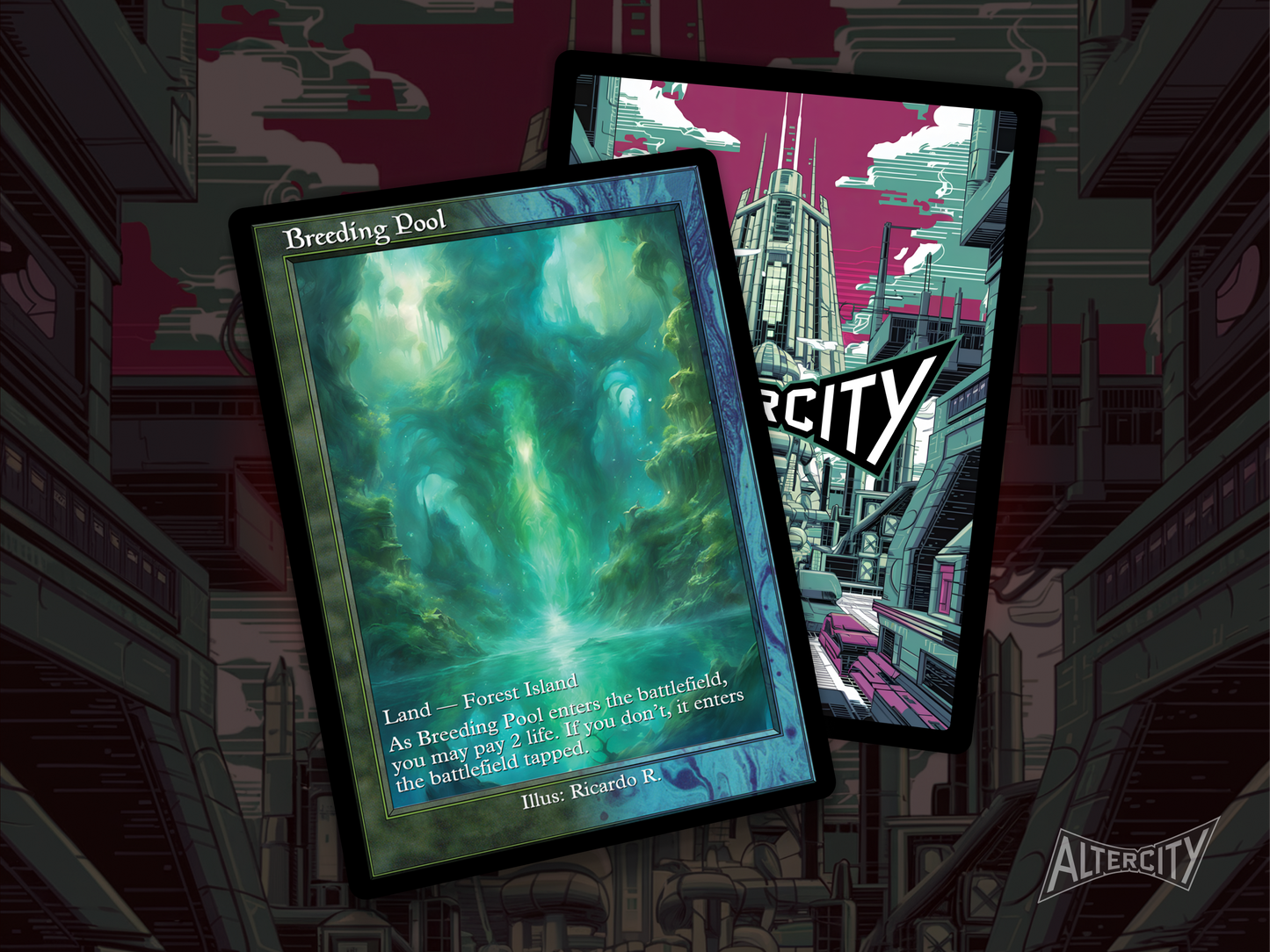 Breeding Pool (v2) - MTG Custom Cards, Commander alternate art - Magic MTG Alters Full Art