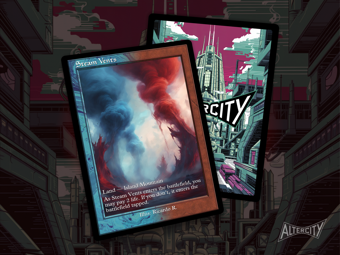 Steam Vents (v2) - Mtg Custom Cards, Commander, Edh and Cedh High Quality Altered Proxies