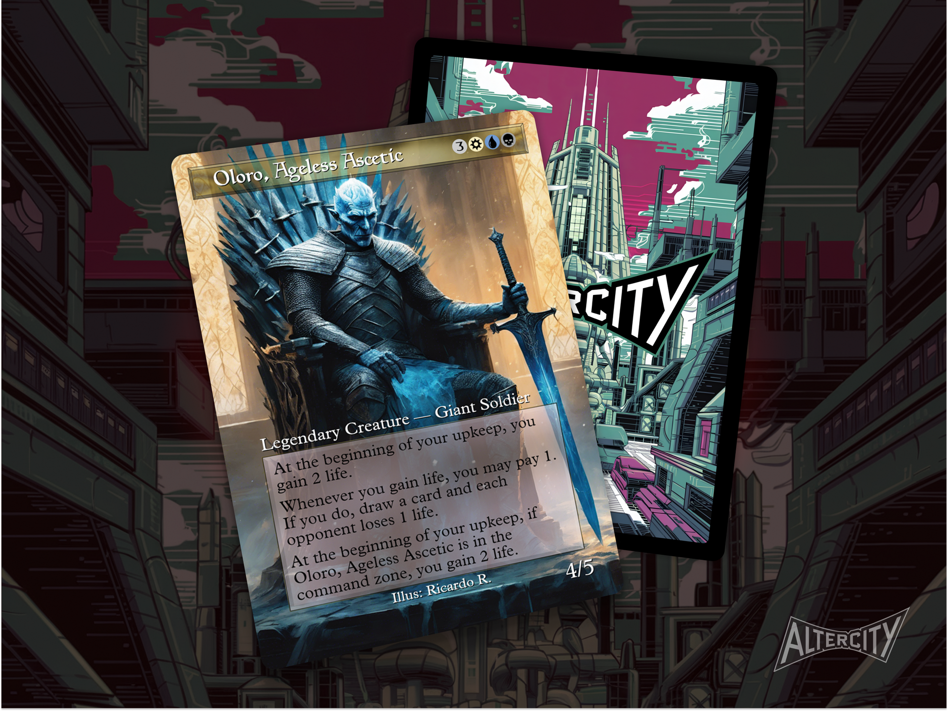 High-resolution Magic proxy of Oloro, Ageless Ascetic for life gain Commander decks.