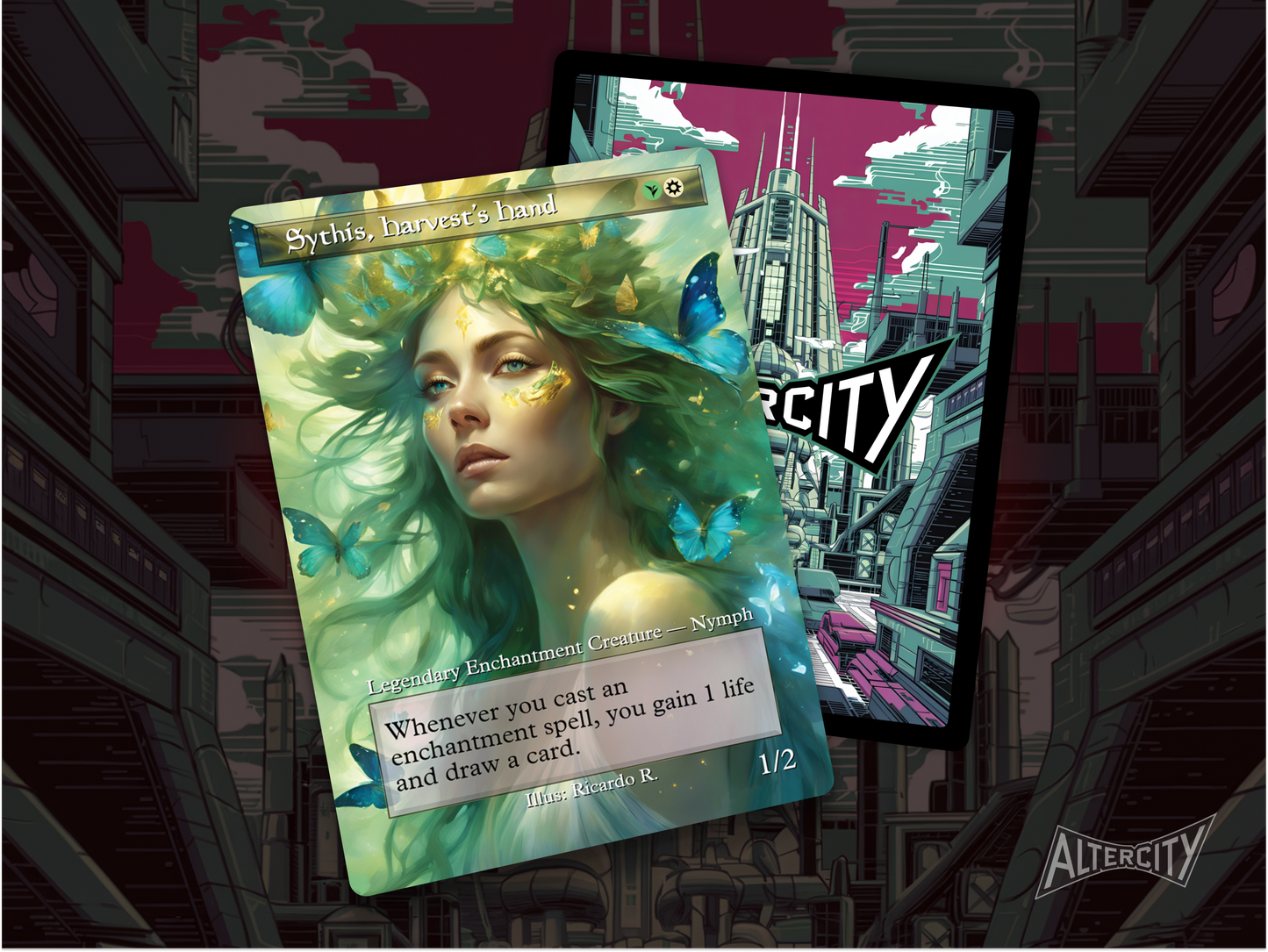 High-resolution Magic proxy of Sythis, Harvest’s Hand for enchantress EDH decks.