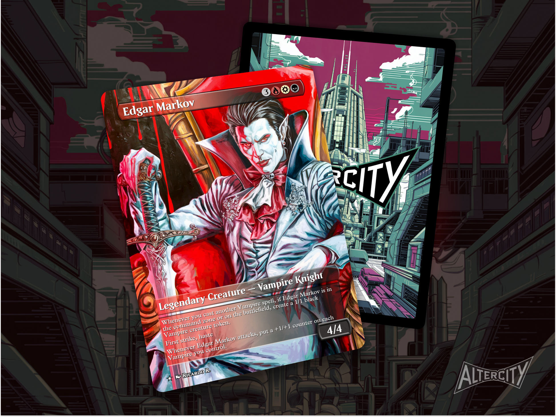 High-resolution Magic proxy of Edgar Markov for vampire tribal Commander decks.