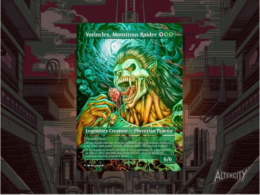 Vorinclex, Monstrous Raider - Full Art Borderless - MTG Custom Cards, Commander, Edh and Cedh High Quality Altered Proxies