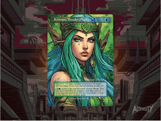Kinnan, Bonder Prodigy (v2) - MTG Custom Cards , Commander alternate art - Magic MTG Alters Full Art