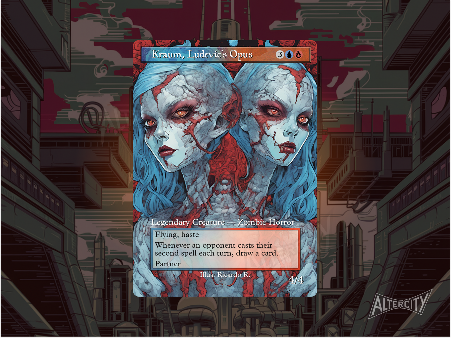 Kraum, Ludevic's Opus (v2) - Full Art Borderless - MTG Custom Cards, Commander, Edh and Cedh High Quality Altered Proxies