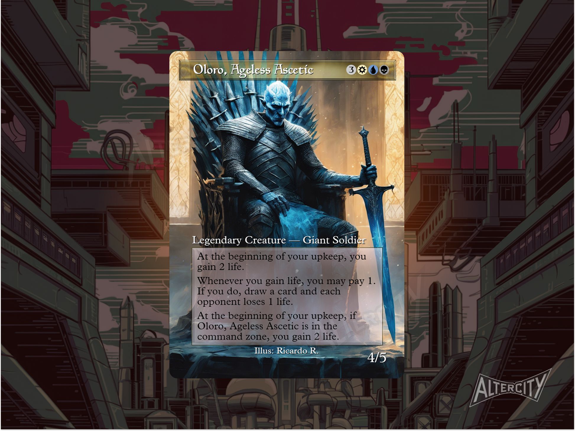 Custom Oloro MTG proxy with tranquil, celestial altered artwork.