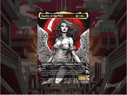 Custom Kaalia of the Vast MTG proxy with angel, demon, and dragon-inspired art.