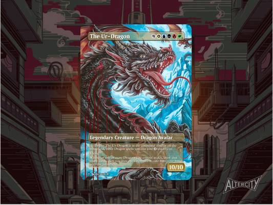Custom The Ur-Dragon MTG proxy with epic multi-headed dragon altered art.