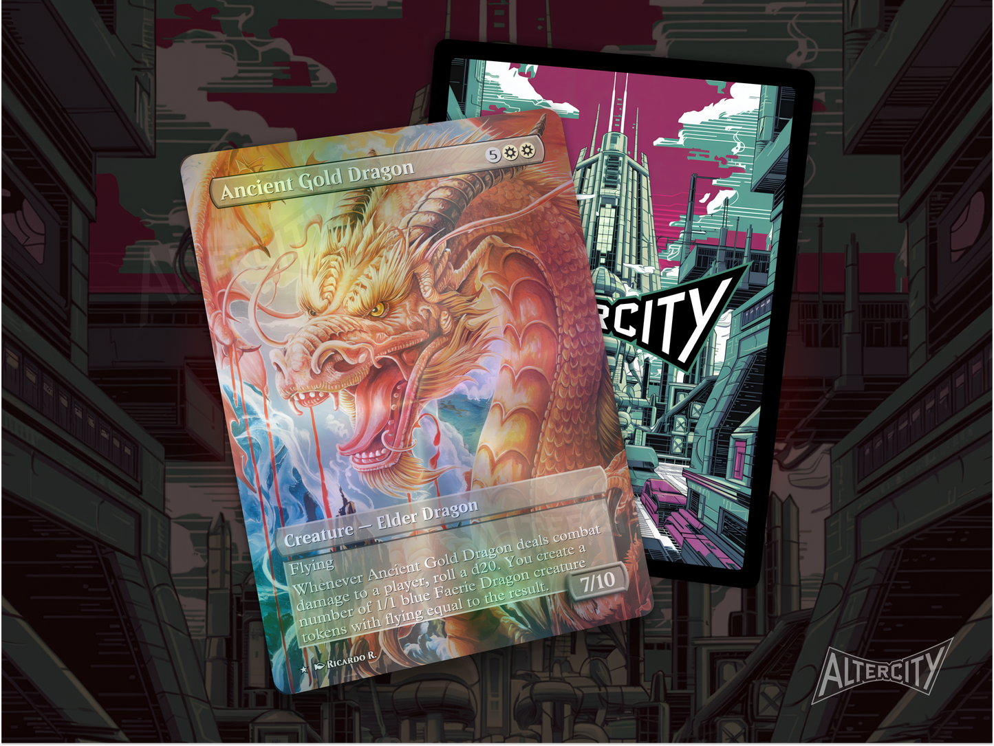 Ancient Gold Dragon - Full Art Borderless - MTG Custom Cards, Commander, Edh and Cedh High Quality Alters