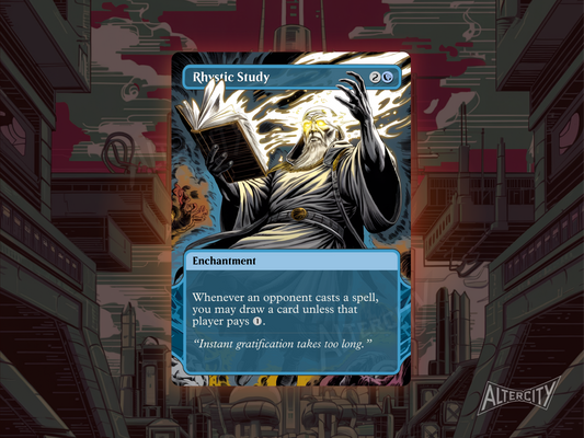 Rhystic Study (v1) - Full Art Alter - MTG Custom Cards, Commander, Edh and Cedh High Quality Alters