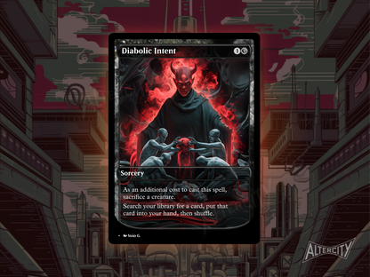 Diabolic Intent proxy with dark, intense full-art design reflecting black magic and cunning.