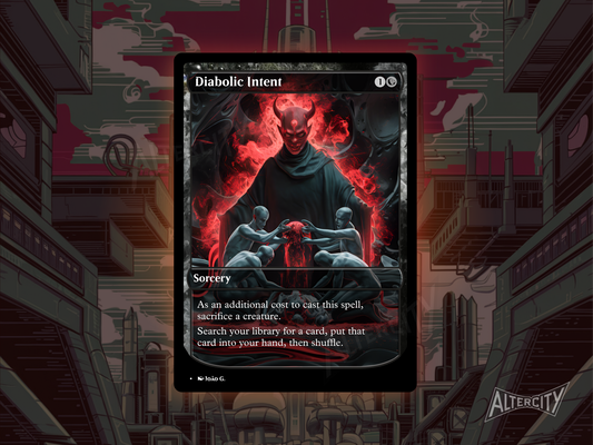 Diabolic Intent proxy with dark, intense full-art design reflecting black magic and cunning.
