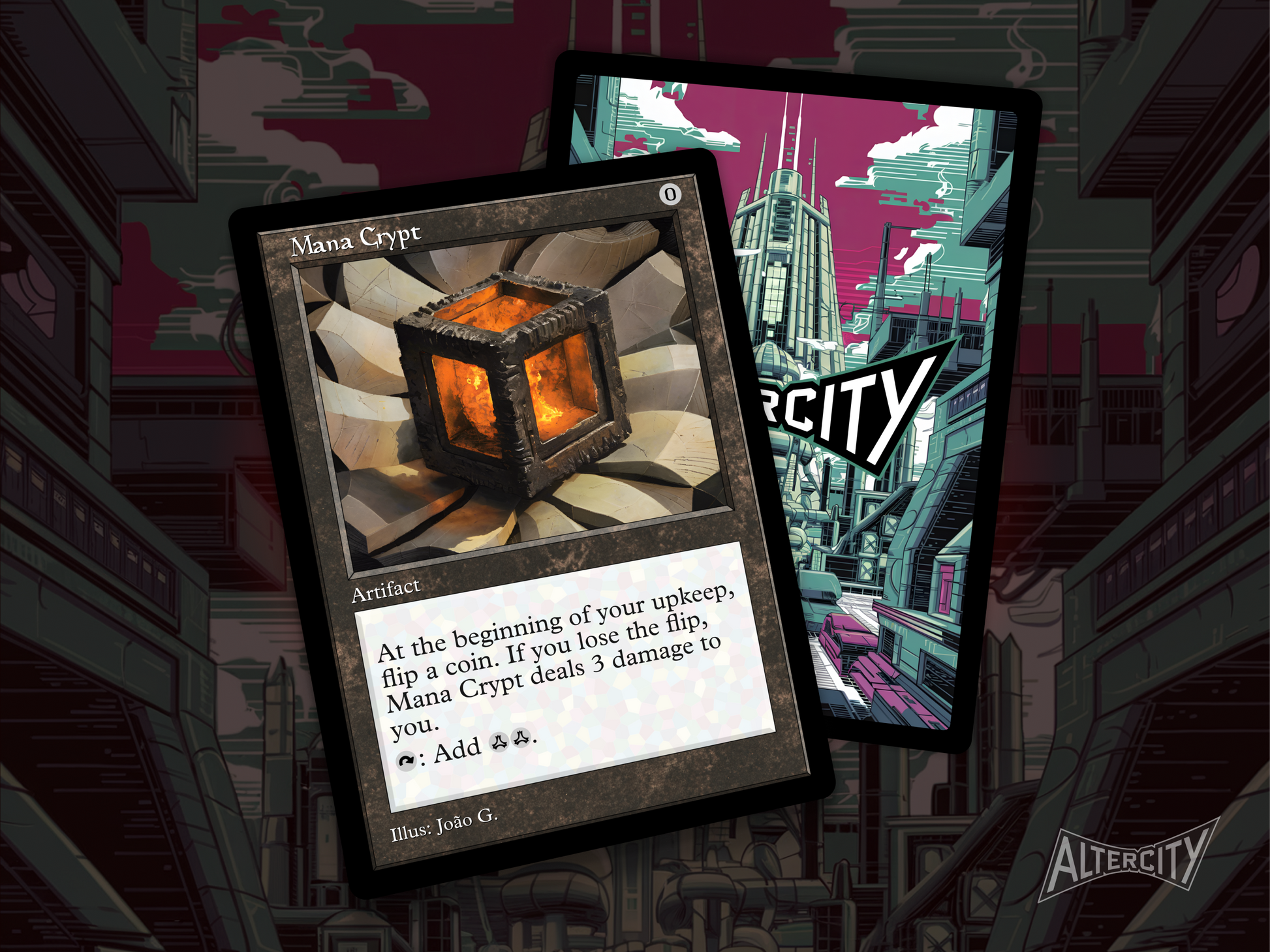 High-quality Magic proxy of Mana Crypt featuring dynamic altered artwork and mana acceleration.