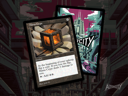 High-quality Magic proxy of Mana Crypt featuring dynamic altered artwork and mana acceleration.