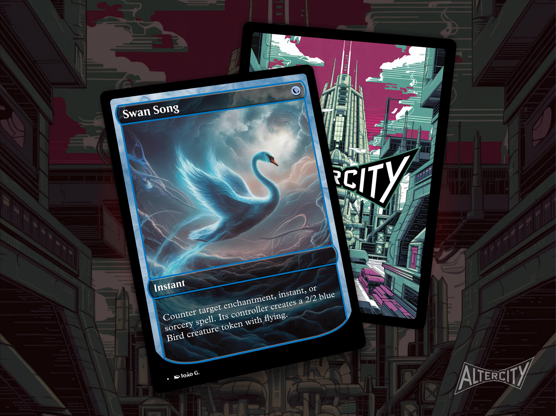 High-quality Magic proxy of Swan Song featuring elegant altered artwork and versatile counter magic.
