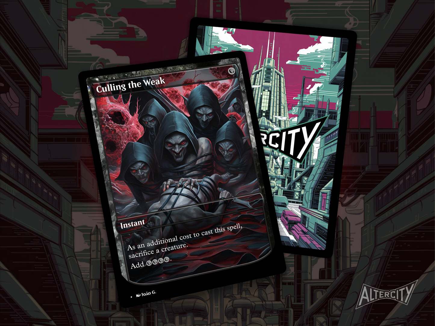 Premium Magic proxy of Culling the Weak featuring haunting altered artwork and deck thinning effect.
