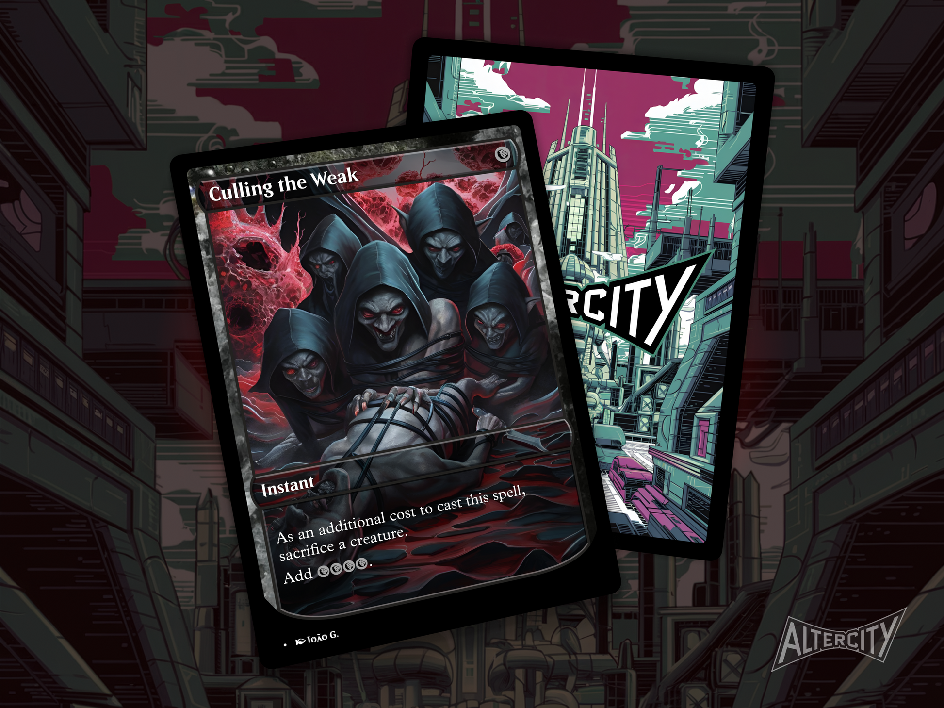 Premium Magic proxy of Culling the Weak featuring haunting altered artwork and deck thinning effect.