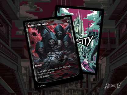 Premium Magic proxy of Culling the Weak featuring haunting altered artwork and deck thinning effect.