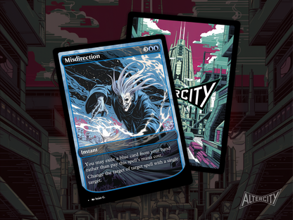 High-quality Magic proxy of Misdirection featuring altered artwork and control synergy.
