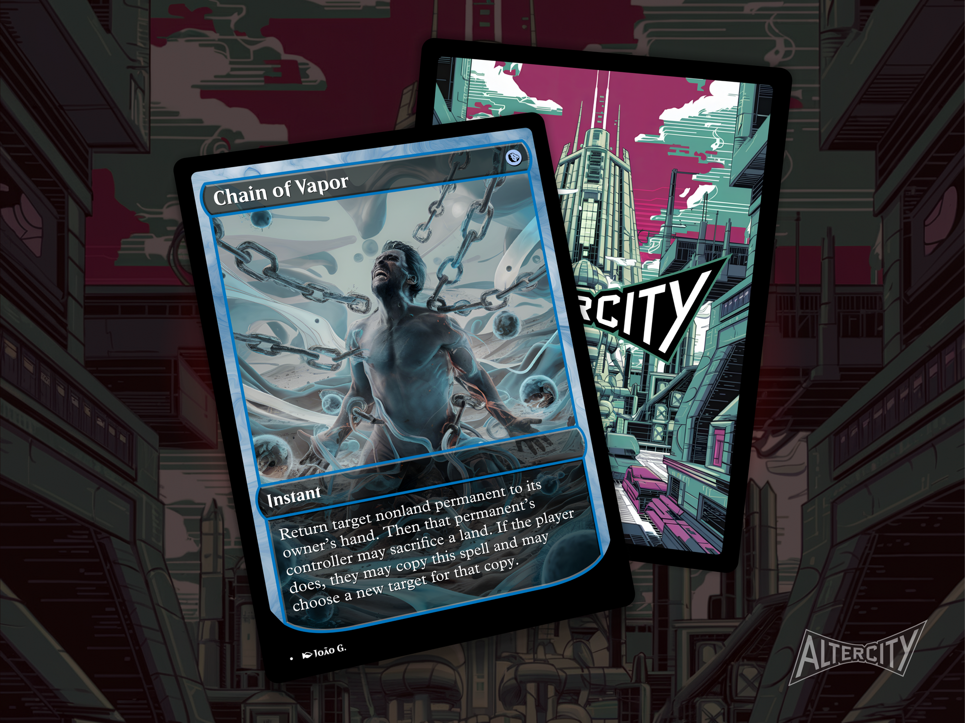 Premium Magic proxy of Chain of Vapor featuring vapor-themed altered artwork for Commander decks.