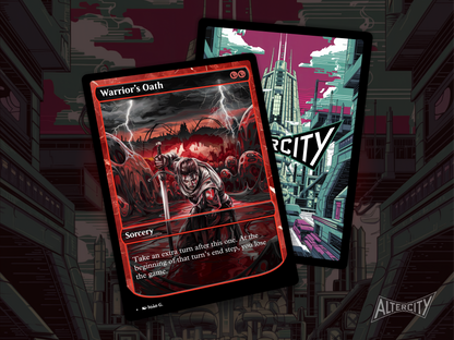 High-resolution Magic proxy of Warrior’s Oath for extra turn combo strategies.