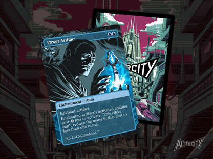 High-resolution Magic proxy of Power Artifact for artifact ramp and combo decks.