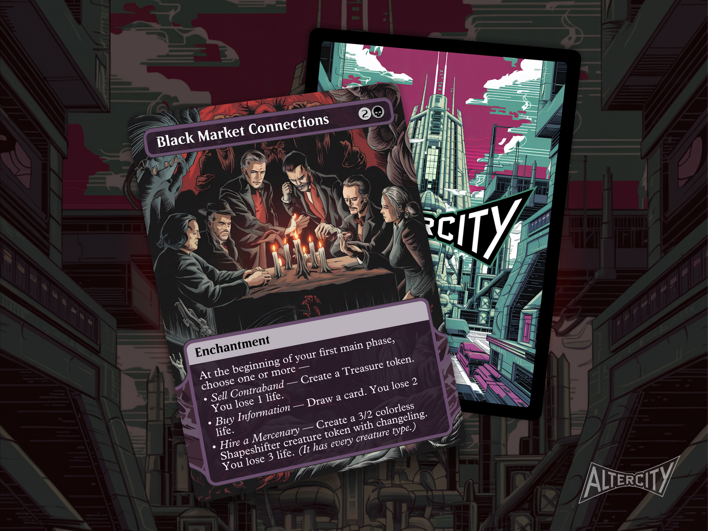 High-resolution Magic proxy of Black Market Connections for aggressive mana ramp decks.