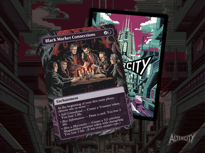 High-resolution Magic proxy of Black Market Connections for aggressive mana ramp decks.