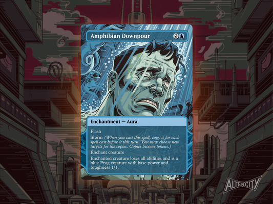 Custom Amphibian Downpour MTG proxy with aquatic-themed altered artwork.