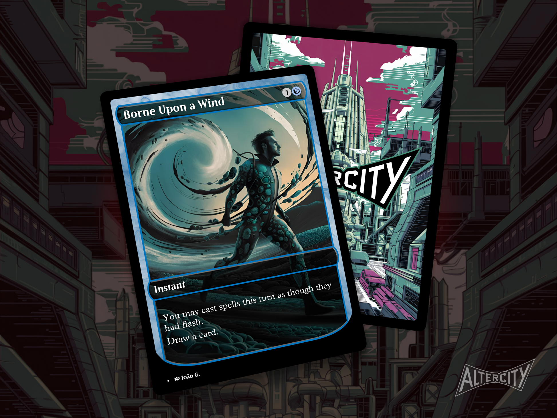 High-resolution Magic proxy of Borne Upon a Wind for combo and tempo decks.