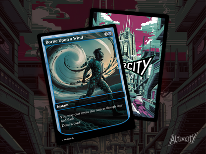 High-resolution Magic proxy of Borne Upon a Wind for combo and tempo decks.