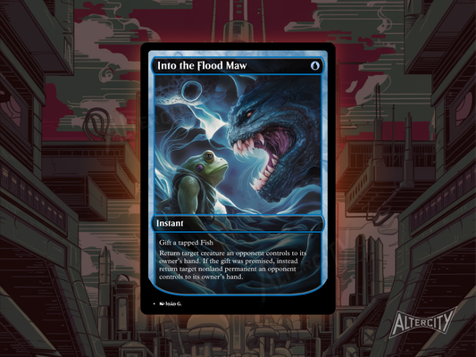 Custom Into the Flood Maw MTG proxy with aquatic-themed altered artwork.