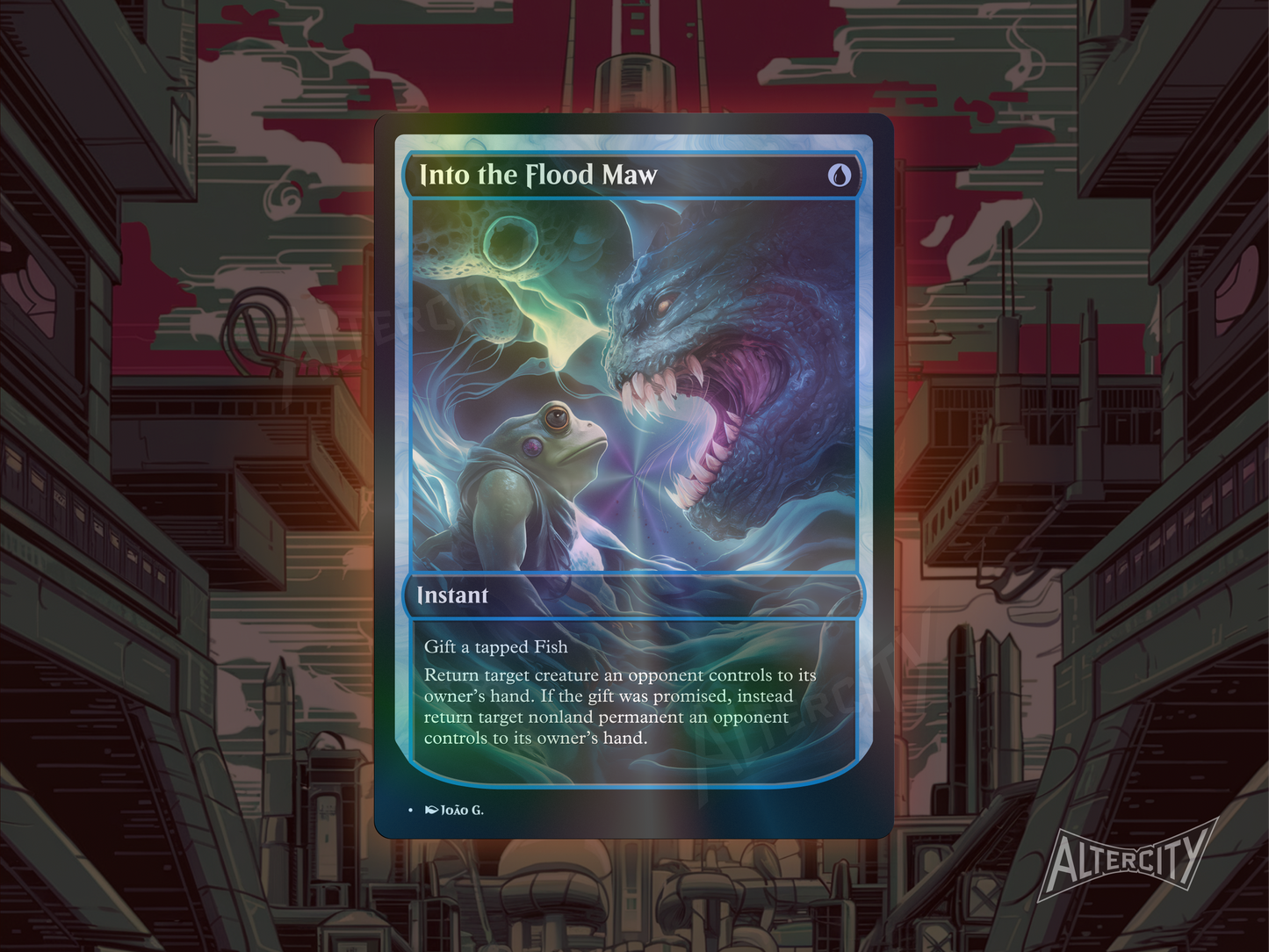 Into the Flood Maw - Full Art Alter - MTG Custom Cards, Commander, Edh and Cedh High Quality Alters