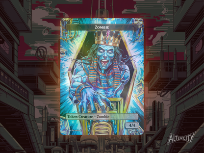 4/4 Black Zombie Hashaton Token (v2) - Full Art Borderless - MTG Custom Cards, Commander, Edh and Cedh High Quality Alters