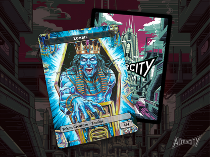 4/4 Black Zombie Hashaton Token (v2) - Full Art Borderless - MTG Custom Cards, Commander, Edh and Cedh High Quality Alters