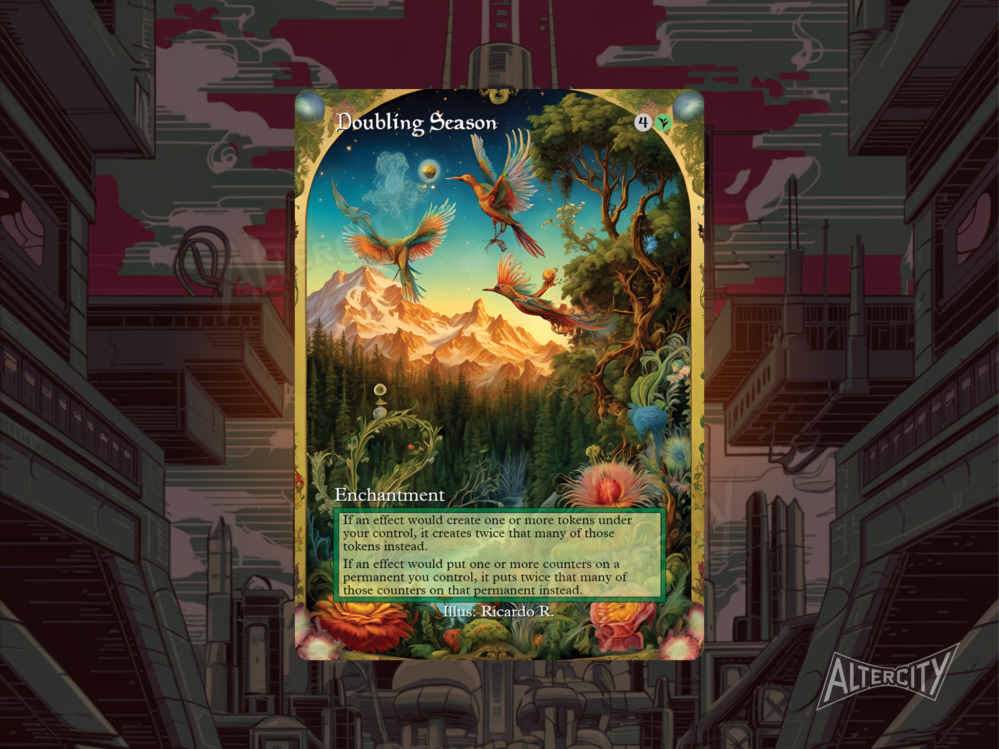Custom Doubling Season Magic proxy card with bold full-art design for counter and token decks.