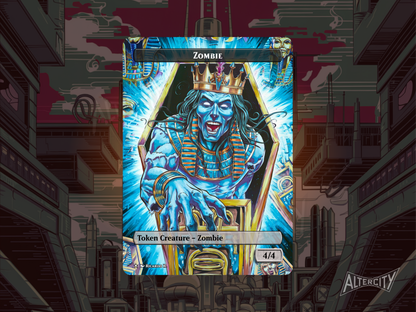 4/4 Black Zombie Hashaton Token (v2) - Full Art Borderless - MTG Custom Cards, Commander, Edh and Cedh High Quality Alters