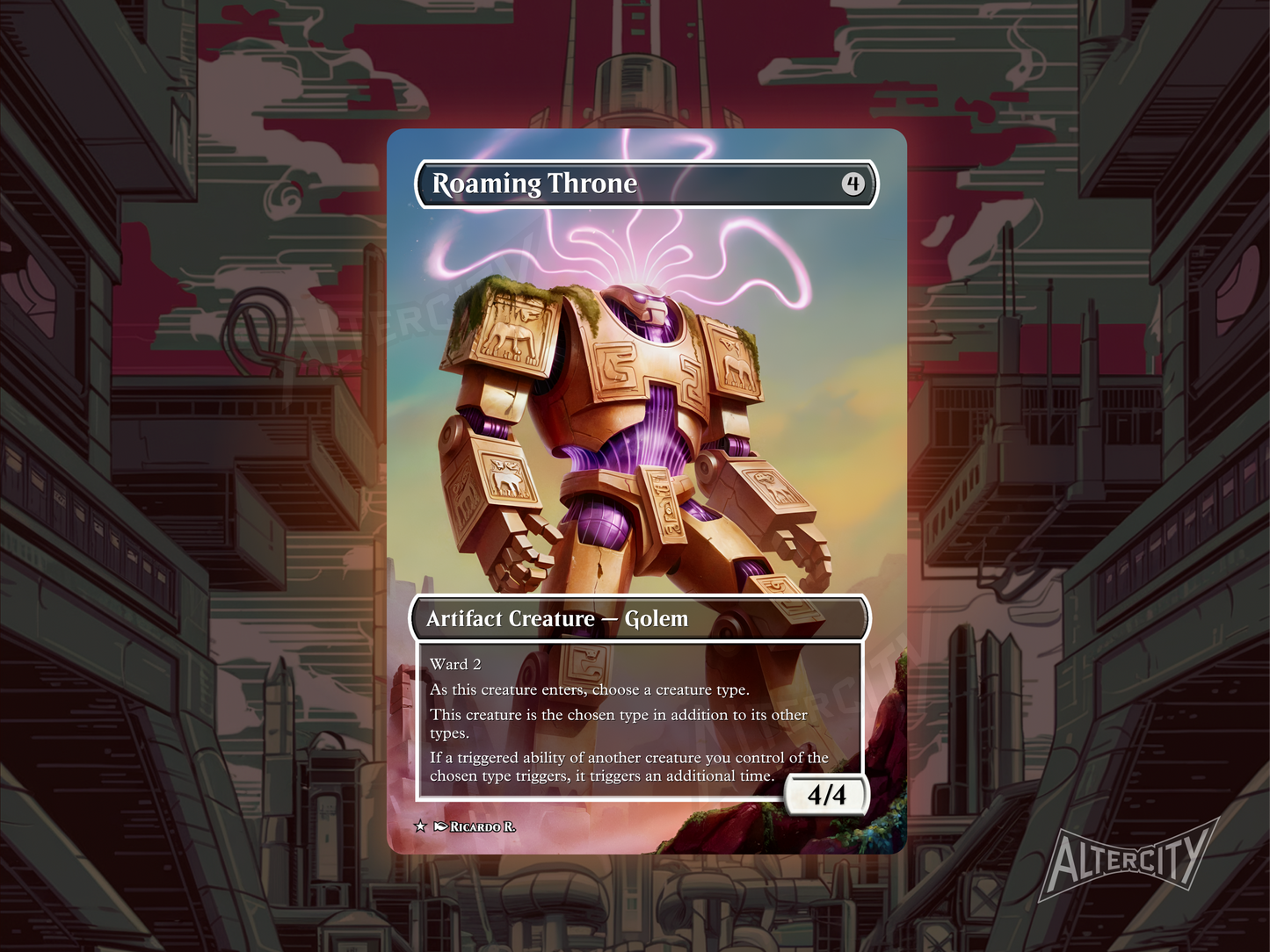 Roaming Throne - Full Art Borderless Alter Proxy - MTG Custom Cards, Commander, Edh and Cedh High Quality Alters