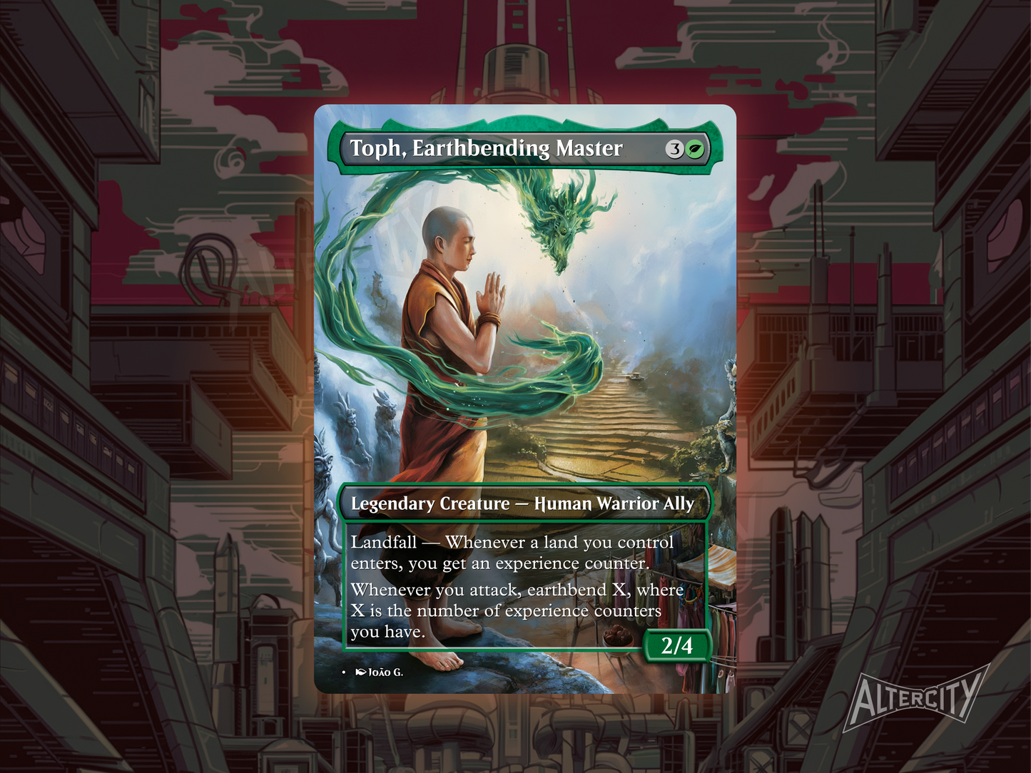 Toph, Earthbending Master - Avatar the Last Airbender Full Art Borderless Alter Proxy - MTG Custom Cards, Commander, Edh and Cedh High Quality Alters