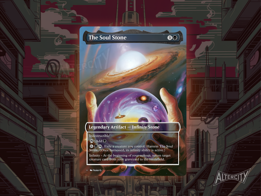 The Soul Stone - Spider-Man Full Art Borderless Alter Proxy - MTG Custom Cards, Commander, Edh and Cedh High Quality Alters