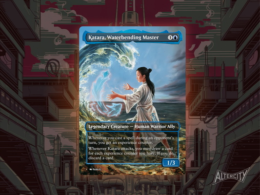 Katara, Waterbending Master - Avatar the Last Airbender Full Art Borderless Alter Proxy - MTG Custom Cards, Commander, Edh and Cedh High Quality Alters